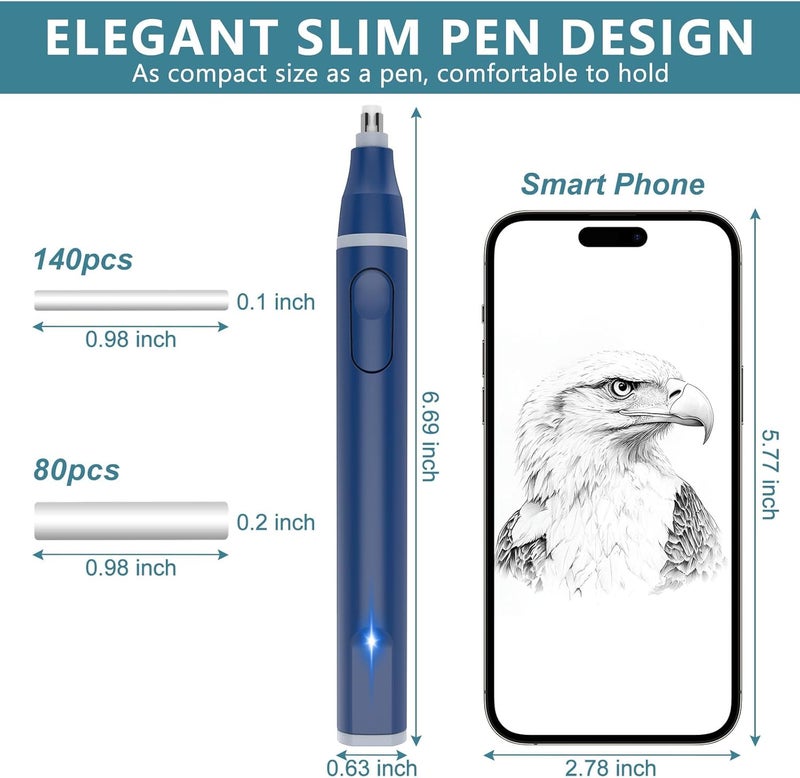 Foyucool Electric Eraser, USB C Rechargeable Pencil Eraser with 220 Eraser Refills, 2 Eraser Sizes, Comfort Grip Art Eraser for Drawing, Ideal for Artists, Students, Sketch, Engineers, Blue - Image 3